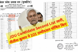JDU Candidate Second List जारी, नीतीश कुमार ने 101 उम्मीदवार घोषित किए