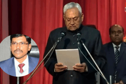 पटना गांधी मैदान में नीतीश कुमार शपथग्रहण की तैयारी