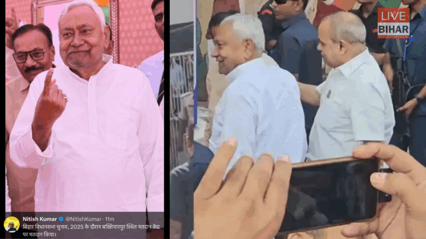 नीतीश कुमार बख्तियारपुर में वोट डालते हुए – Bihar Election 2025