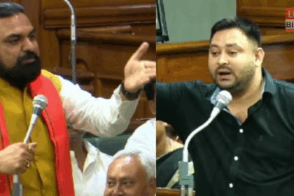 शपथ ग्रहण के दौरान सम्राट चौधरी और तेजस्वी यादव का सौहार्द