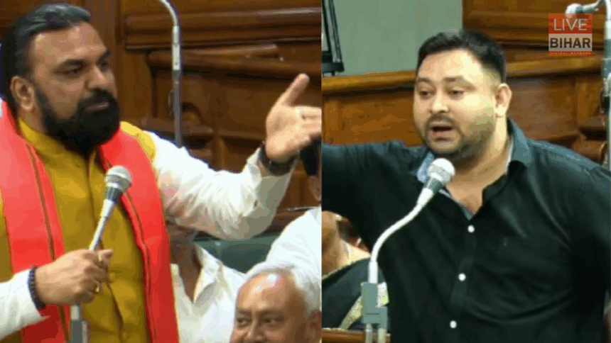 शपथ ग्रहण के दौरान सम्राट चौधरी और तेजस्वी यादव का सौहार्द