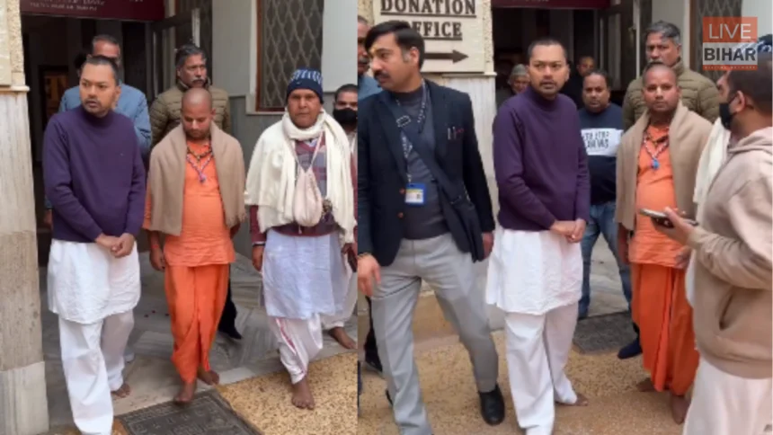 निशांत कुमार वृंदावन में ई-रिक्शा से भ्रमण करते हुए