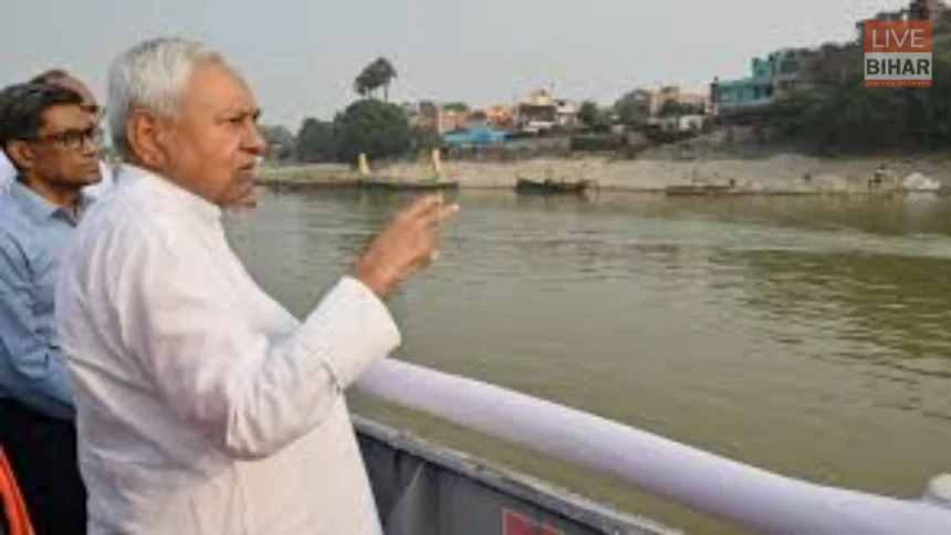 Nitish Kumar inspecting Bans Ghat crematorium project