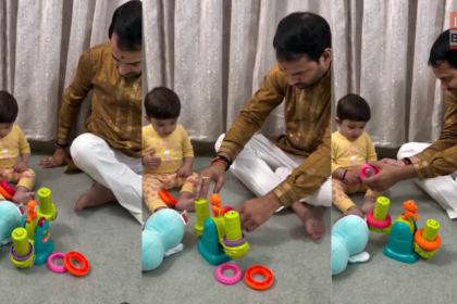 तेज प्रताप यादव इराज के साथ खेलते हुए